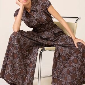 Elegant Brown wide leg Women's jumpsuit